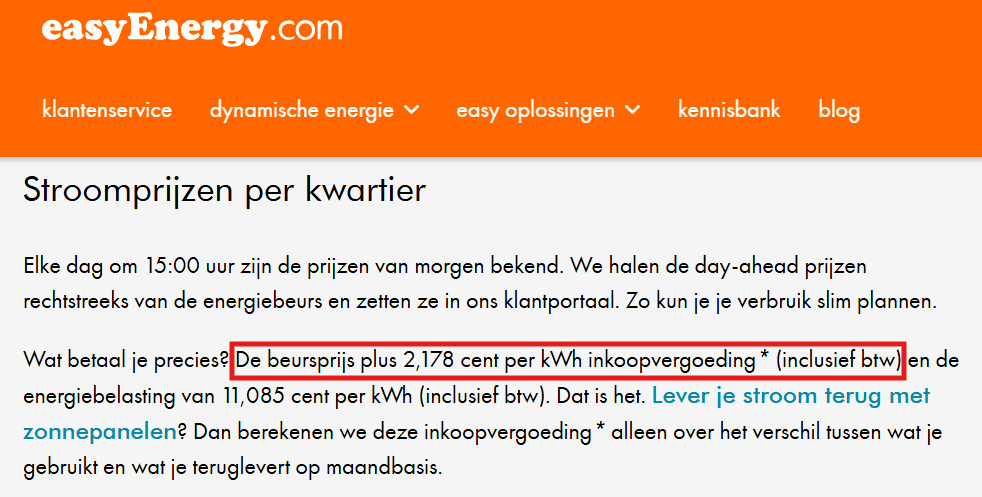 Easy Energy Website Vertragsdetails