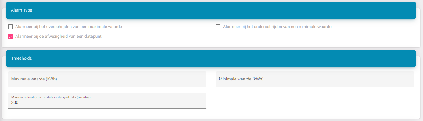 Alarm configuration alarm type