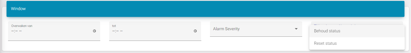 Alarm configuration window